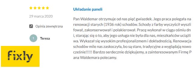 Rekomendacje Waldemar Jarzyna renowacja parkietów